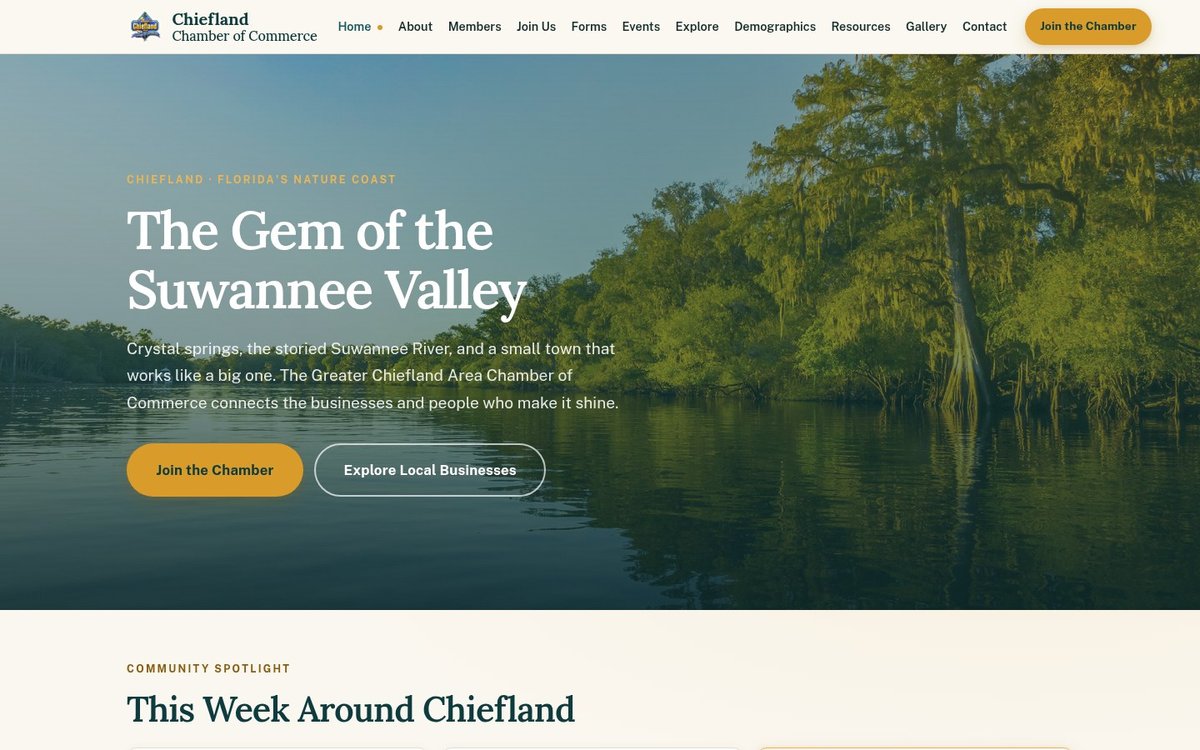 Chiefland Chamber of Commerce website homepage